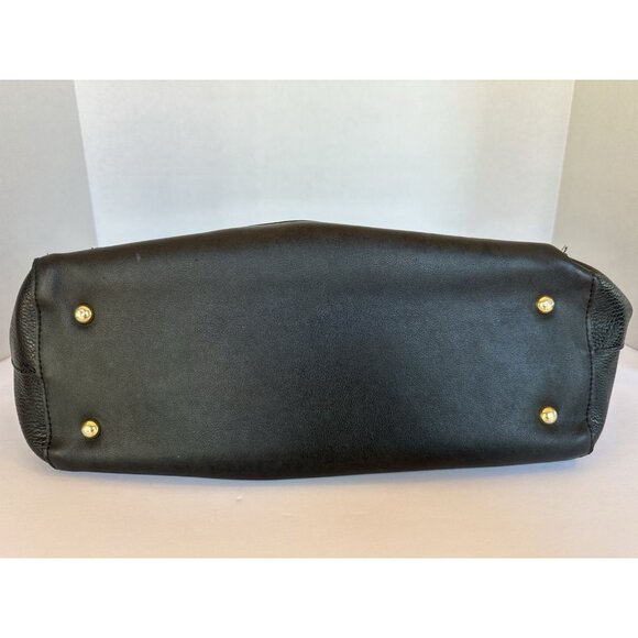 Sondra Roberts Squared Large Shoulder Bag Purse Black Gold Vegan Leather Clean - Picture 7 of 16